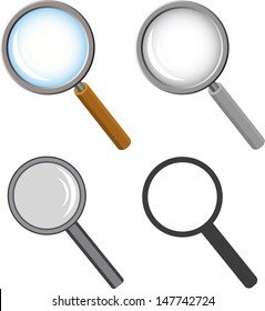 set of 4 vector illustration of magnifiers