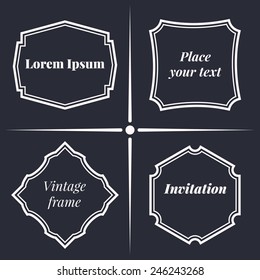 Set 4 vector illustration of vintage frames. Retro style invitation.