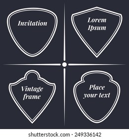 Set 4 vector illustration of vintage frames. Retro invitations cards.