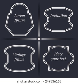 Set 4 vector illustration of vintage frames. Retro invitations cards.