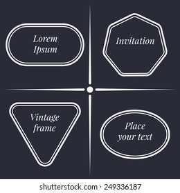 Set 4 vector illustration of vintage frames. Retro invitations cards.