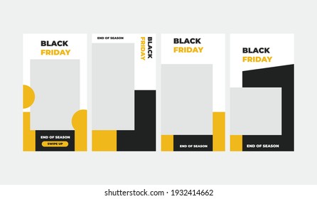 Set of 4 Vector Layouts. Design Backgrounds for Social Media Stories. Set of Stories Frame Templates. Mockup for Social Media Stories. Black Friday