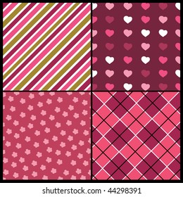 A set of 4 vector patterns for Valentines day