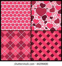 A set of 4 vector patterns for Valentines day