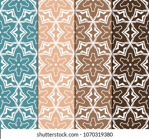 set of 4 Vector seamless patern of Bright geometric Backgrounds inmodern style. For greeting cards, invitations, cover book, fabric, scrapbooks.
