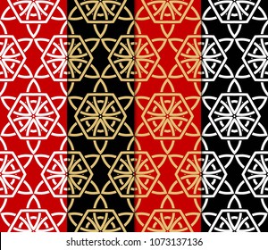 set of 4 Vector seamless patern of Bright geometric Backgrounds inmodern style. For greeting cards, invitations, cover book, fabric, scrapbooks.