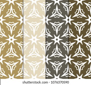 set of 4 Vector seamless patern of Bright geometric Backgrounds inmodern style. For small greeting cards, invitations, cover book, fabric, scrapbooks.