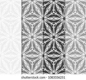 set of 4 Vector seamless patern of Bright geometric Backgrounds inmodern style. For small greeting cards, invitations, cover book, fabric, scrapbooks.