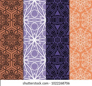 set of 4 Vector seamless pattern with geometric, floral style background. for printing on fabric, paper for scrapbooking, wallpaper, cover, page book.