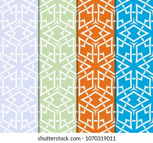 set of 4 Vector seamless pattern with geometric, floral style background. for printing on fabric, paper for scrapbooking, wallpaper, cover, page book.