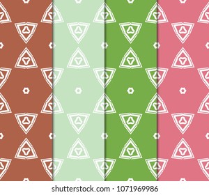 set of 4 Vector seamless pattern with geometric, floral style background. for printing on fabric, paper for scrapbooking, wallpaper, cover, page book.