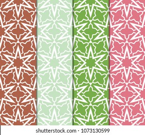 set of 4 Vector seamless pattern with geometric, floral style background. for printing on fabric, paper for scrapbooking, wallpaper, cover, page book.