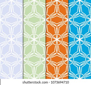 set of 4 Vector seamless pattern with geometric, floral style background. for printing on fabric, paper for scrapbooking, wallpaper, cover, page book.