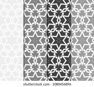 set of 4 Vector seamless pattern with geometric, floral style background. for printing on fabric, paper for scrapbooking, wallpaper, cover, page book.