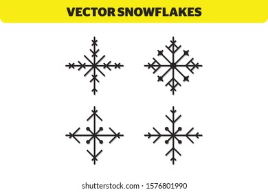 Set of 4 vector snowflakes