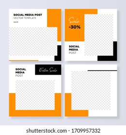 Set of 4 vector social media post templates. Eps 10