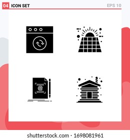 Set of 4 Vector Solid Glyphs on Grid for app; letter; battery; battery; mail Editable Vector Design Elements