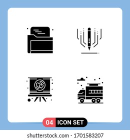 Set of 4 Vector Solid Glyphs on Grid for seo; love; data; art; romance Editable Vector Design Elements