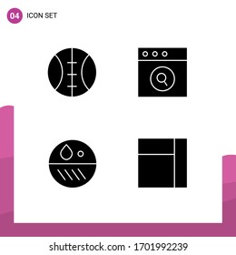 Set of 4 Vector Solid Glyphs on Grid for baseball; grid; mac; dermatology; Layer 1 Editable Vector Design Elements