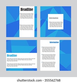 Set of 4 vector templates for brochures, flyers or business reports. Geometric abstraction