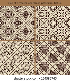 Set of 4 vector vintage seamless patterns. Set 4.