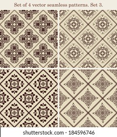 Set of 4 vector vintage seamless patterns. Set 3.