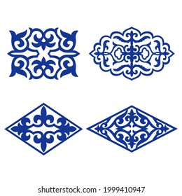 Set of 4 vectors. Islamic ornament vector, persian motiff. Asian floral designs. Abstract Asian elements of the national pattern of the ancient nomads of the Kazakhs, Kyrgyz, Mongols, Tatars, Uzbeks.