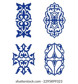 Ensemble de 4 images vectorielles. Image vectorielle de l'ornement islamique, motif persan. Des motifs floraux asiatiques. Abstrait les éléments asiatiques du modèle national des anciens nomades kazakhs, kirghizes, mongols, Tatars, ouzbeks.