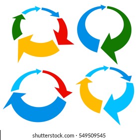 Set of 4 version circular arrow, circle arrow elements