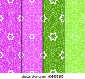 Set of 4 vertical elements to creating a seamless lace pattern with elements of floral ornament. Different colored bases. vector illustration. For decorating invitations, fashion design, textiles