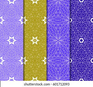 Set of 4 vertical elements to creating a seamless lace pattern with elements of floral ornament. Different colored bases. vector illustration. For decorating invitations, fashion design, textiles
