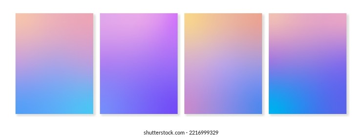 Set of 4 vertical gradient backgrounds with soft transitions. For covers, wallpapers, advertising, business cards, social media and other projects. Vector, can be used for printing.