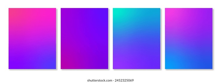 Set of 4 vertical gradient backgrounds of bright neon colors. For covers, wallpapers, branding, social media and other projects. You can use a grainy texture for each of the backgrounds.