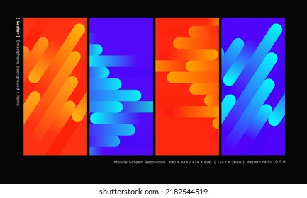 Ein Satz von 4 vertikalen Vektorhintergrundbildern für Smartphones mit einem Seitenverhältnis von 19,5: 9.