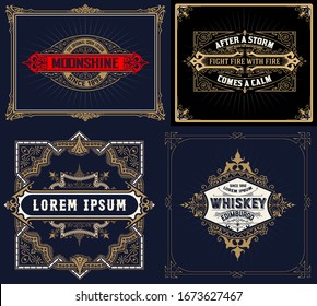 Set of 4 vintage cards. Vector layered