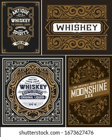 Set of 4 vintage cards. Vector layered