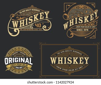Set of 4 vintage label. Western style