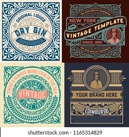 Set of 4 vintage labels