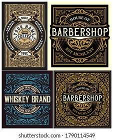 Set of 4 Vintage Labels organized by layers