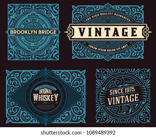 Conjunto de 4 etiquetas vintage para embalaje