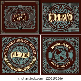 Set of 4 vintage labels for packing