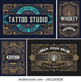 Set of 4 vintage labels for packing