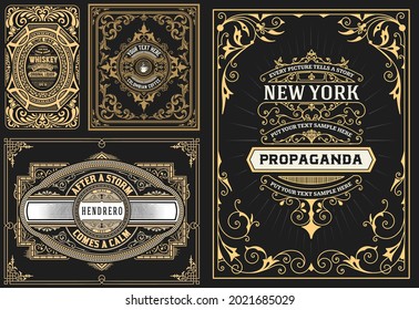 Set of 4 vintage labels for packing