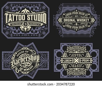 Conjunto de 4 etiquetas vintage para embalaje