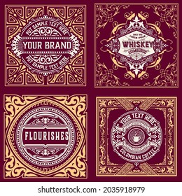 Set of 4 vintage labels for packing