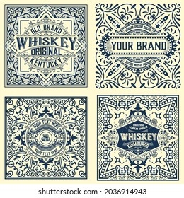 Conjunto de 4 etiquetas vintage para embalaje