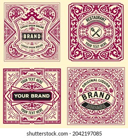 Conjunto de 4 etiquetas vintage para embalaje