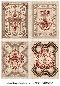 Set of 4 vintage labels for packing