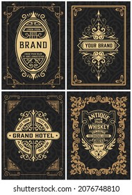 Conjunto de 4 etiquetas vintage para embalaje
