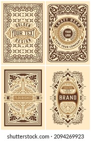Set of 4 vintage labels for packing